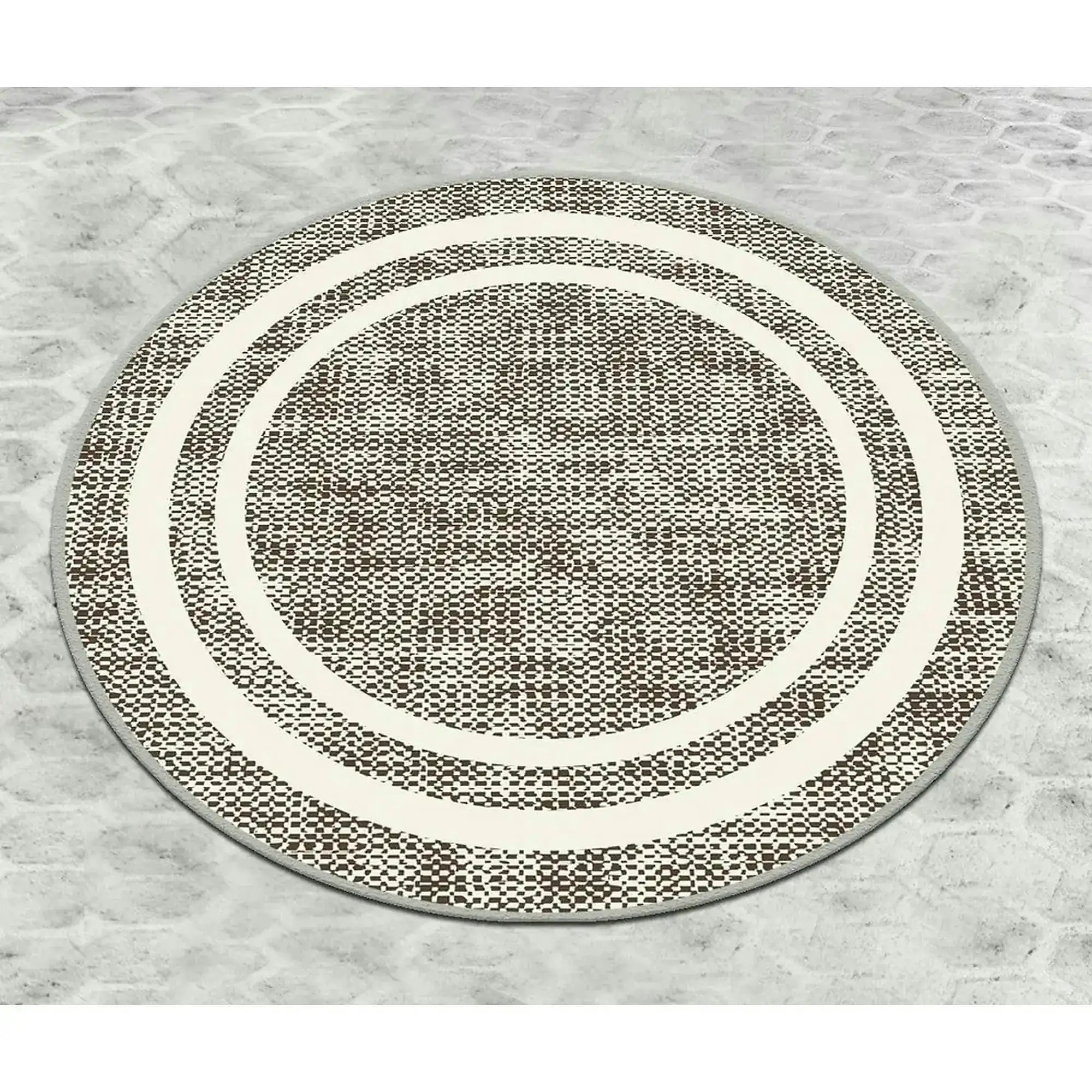 Covoras baie FORMICA CIRCLE DJT, 80x80 cm, forma rotunda, poliester, bej/alb