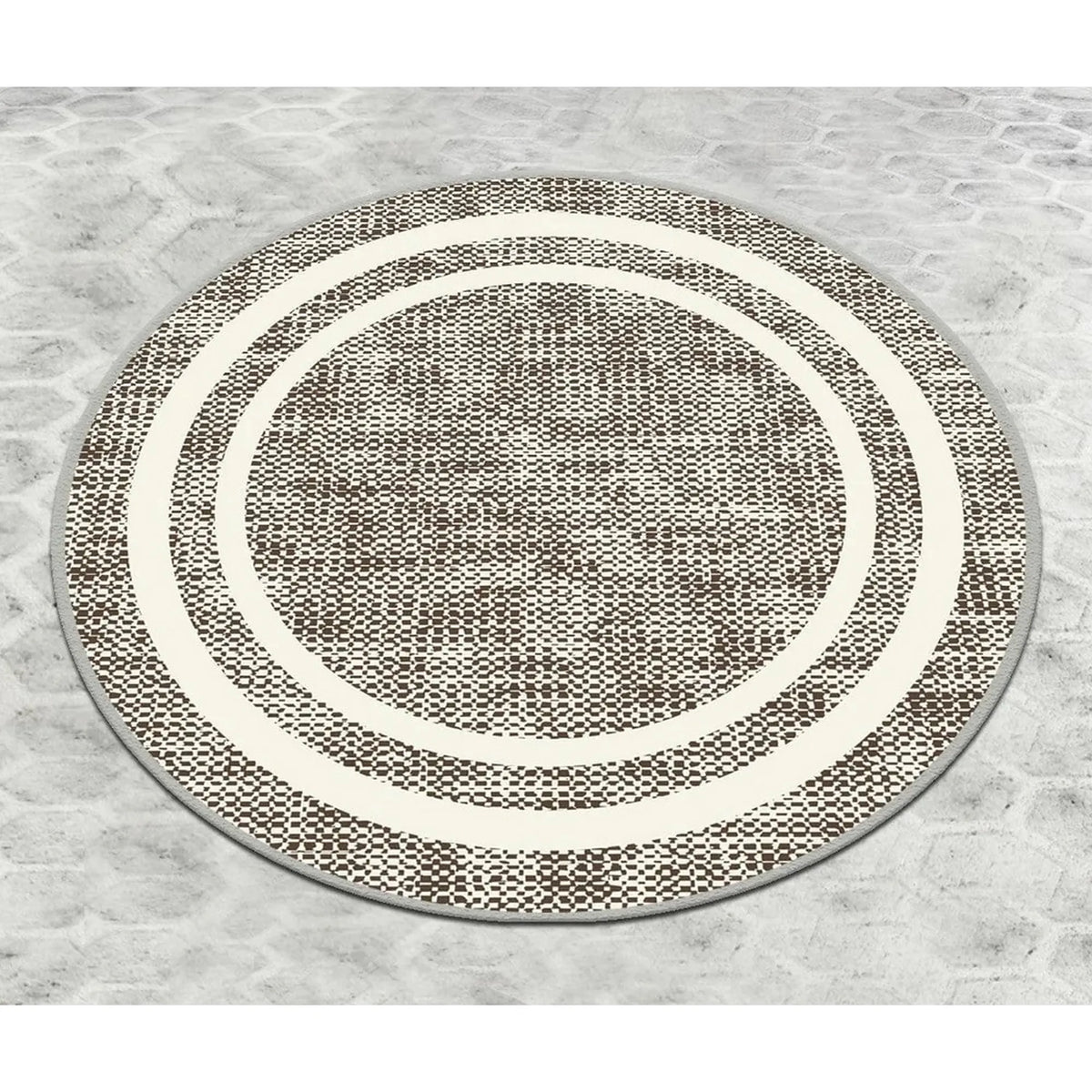 Covoras baie FORMICA CIRCLE DJT, 80x80 cm, forma rotunda, poliester, bej/alb