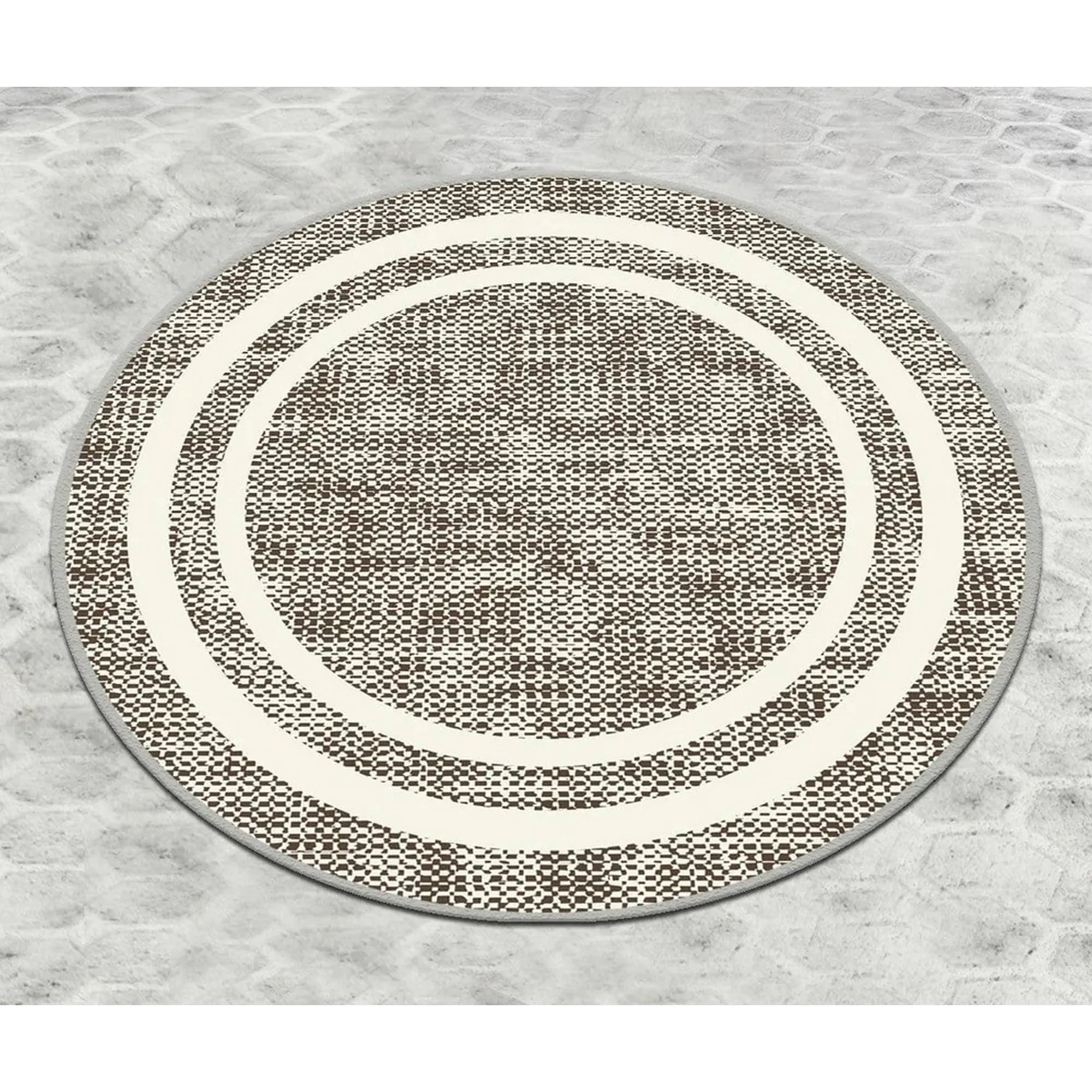 Covoras baie FORMICA CIRCLE DJT, 80x80 cm, forma rotunda, poliester, bej/alb