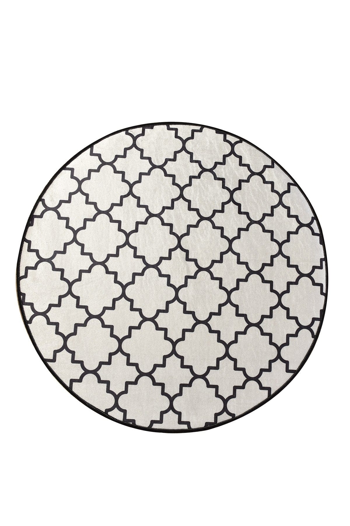 Covoras baie KUPA, 140x140 cm, forma rotunda, poliester, crem/negru