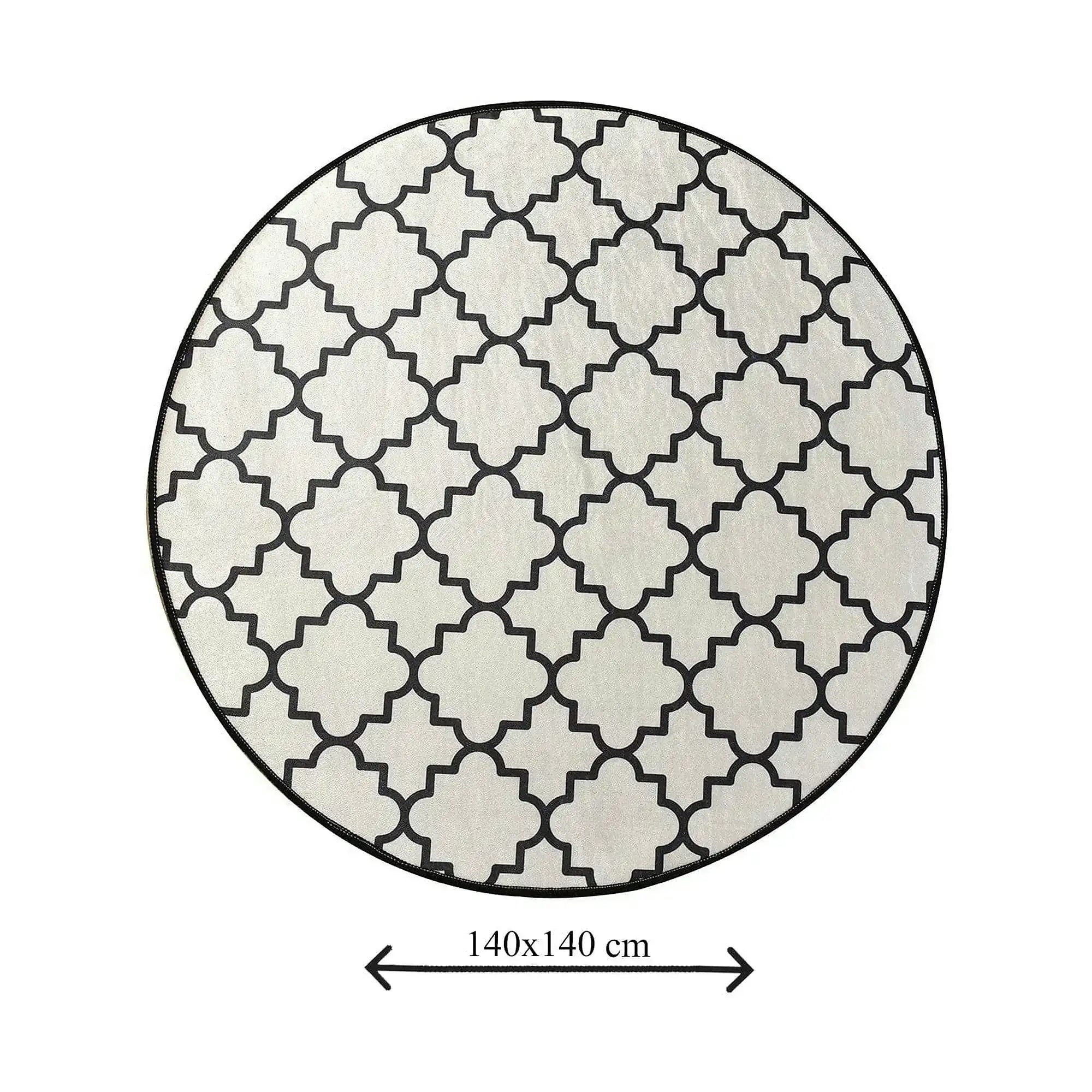 Covoras baie KUPA, 140x140 cm, forma rotunda, poliester, crem/negru