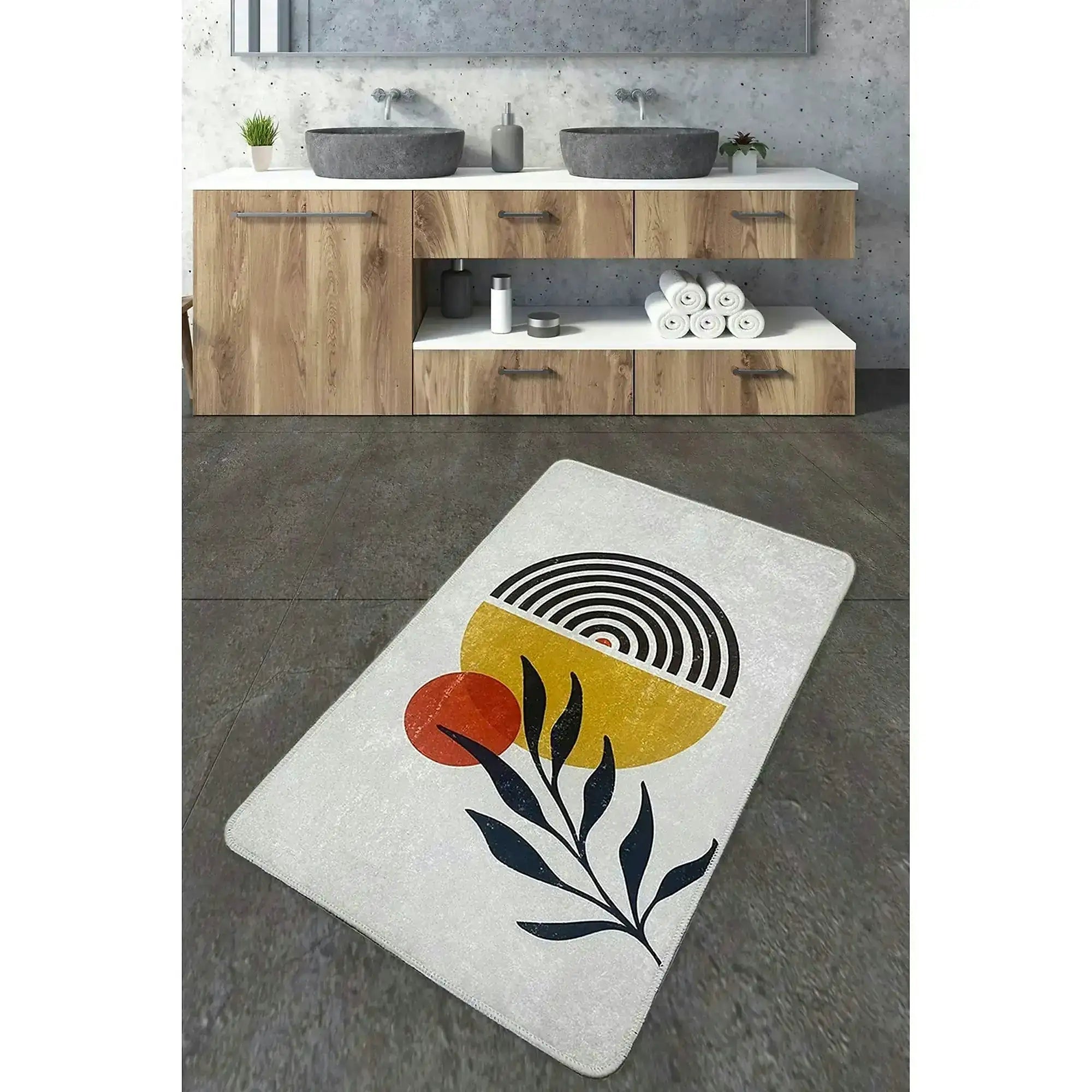 Covoras baie LE SOLEILA, 70x120 cm, forma dreptunghiulara, poliester, multicolor