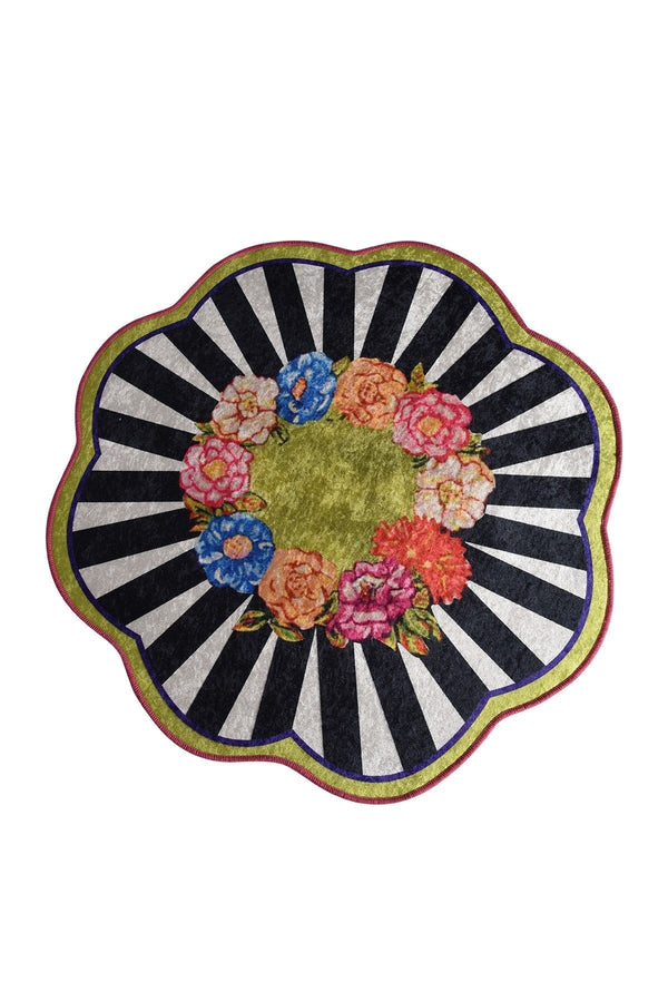 Covoras baie LOAN, 140x140 cm, forma rotunda, poliester, multicolor