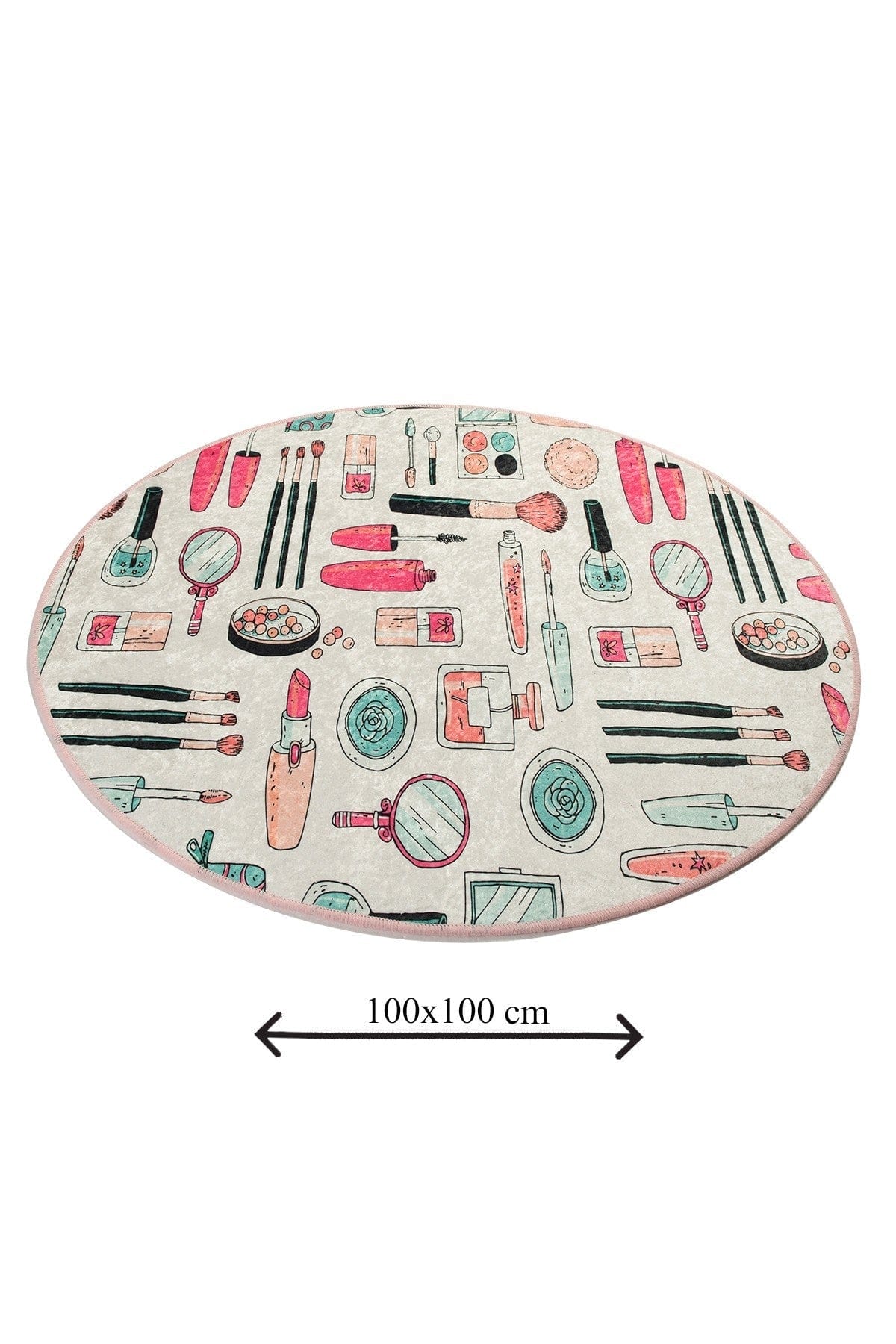 Covoras baie MAKEUP DJT, 100x100 cm, forma rotunda, poliester, multicolor