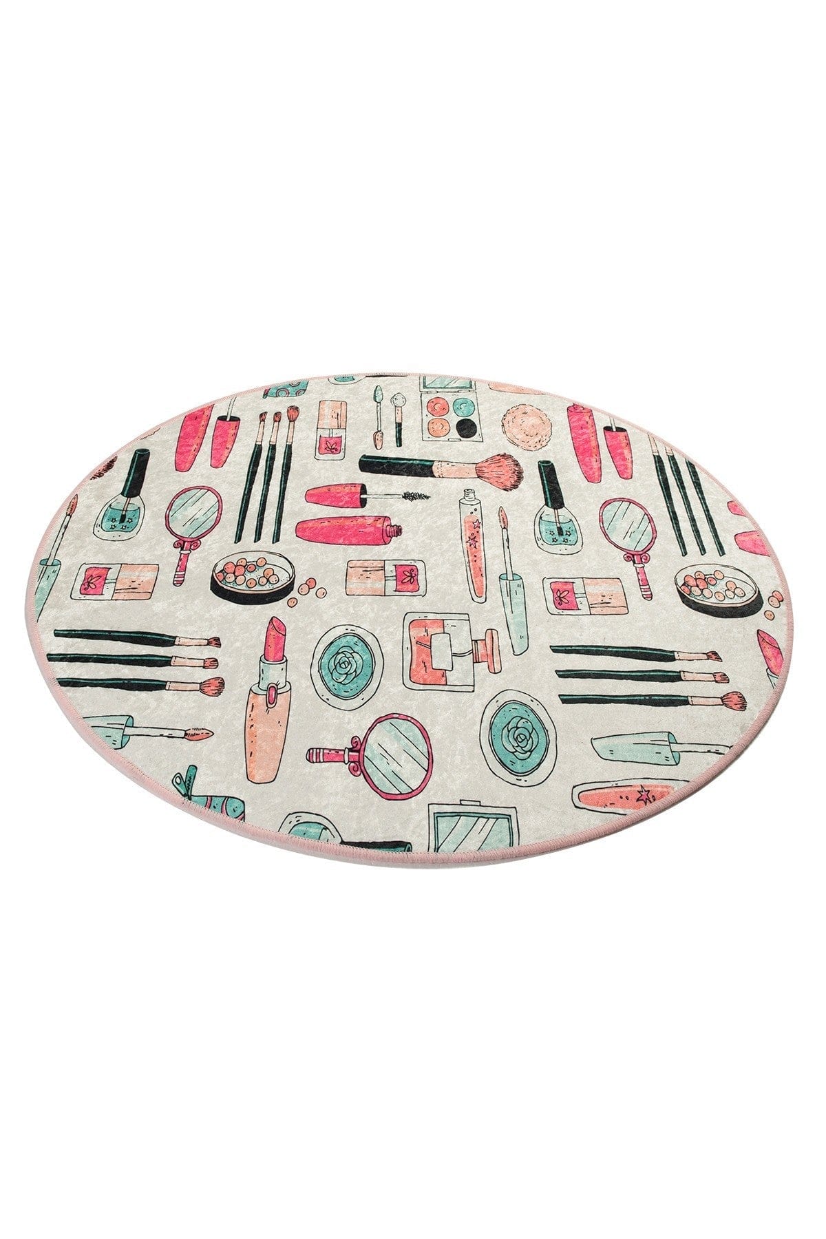 Covoras baie MAKEUP DJT, 100x100 cm, forma rotunda, poliester, multicolor