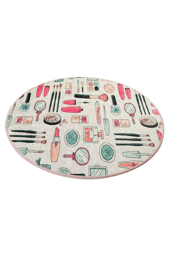 Covoras baie MAKEUP DJT, 100x100 cm, forma rotunda, poliester, multicolor
