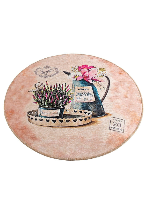 Covoras baie MONDER DJT, 100x100 cm, forma rotunda, poliester, multicolor