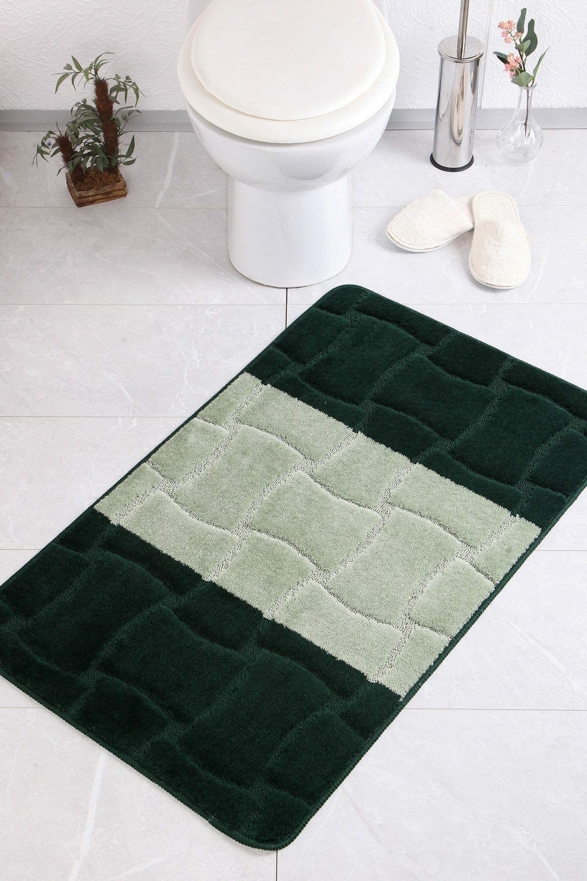 Covoras baie SARIYER, 60x100 cm, forma dreptunghiulara, polipropilena, verde