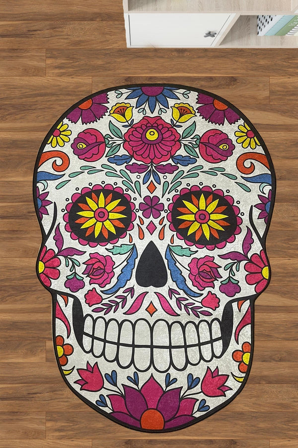 Covoras baie SKULL DJT, 80x100 cm, forma atipica, poliester, multicolor