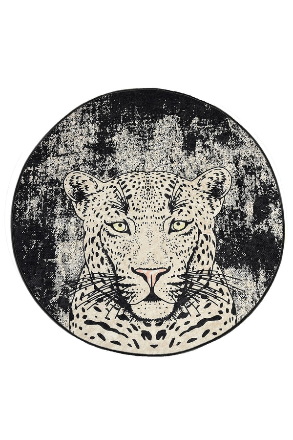 Covoras baie TIGER DJT, 100x100 cm, forma rotunda, poliester, multicolor