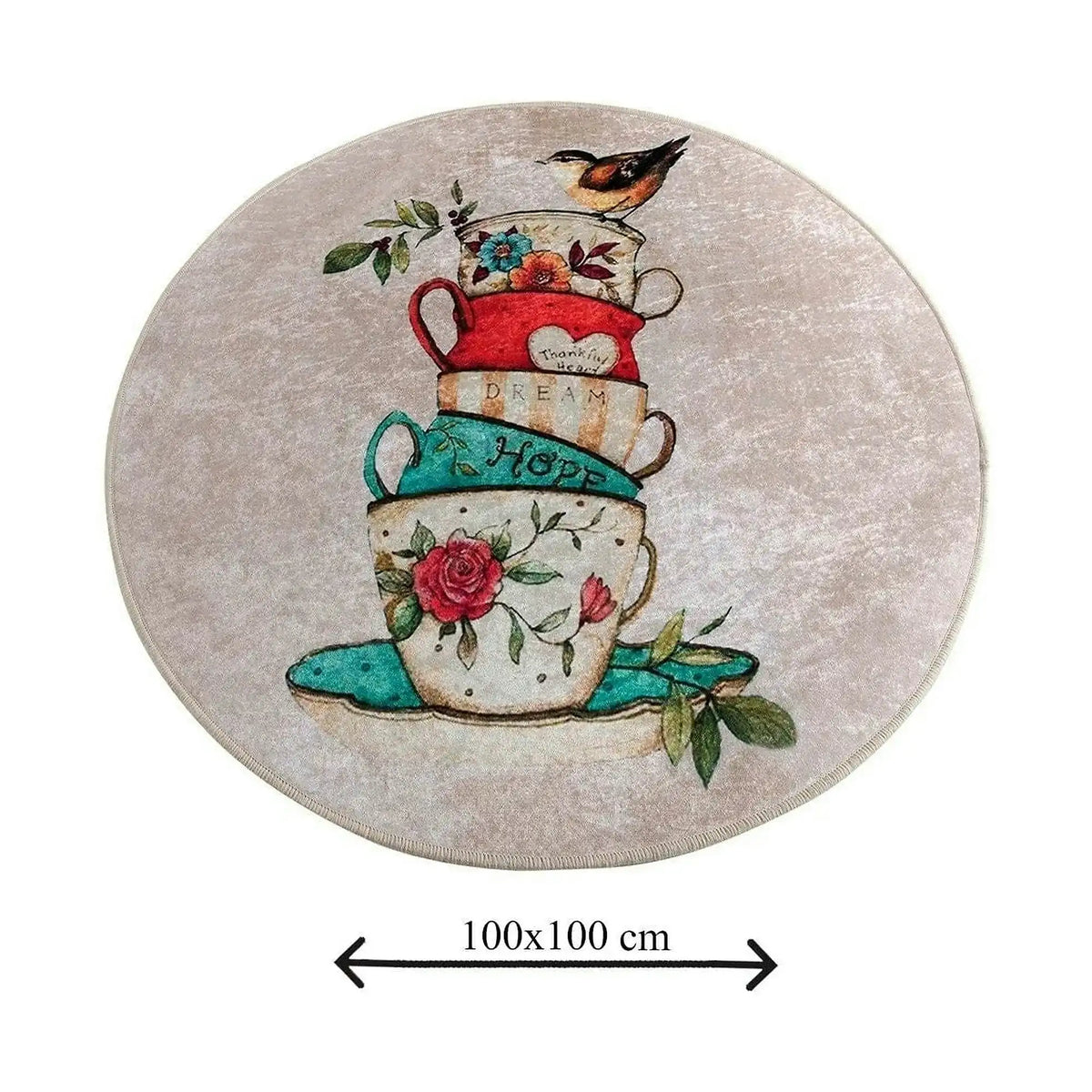 Covoras de baie CUP DJT, 100x100 cm, forma rotunda, multicolor, fibre sintetice