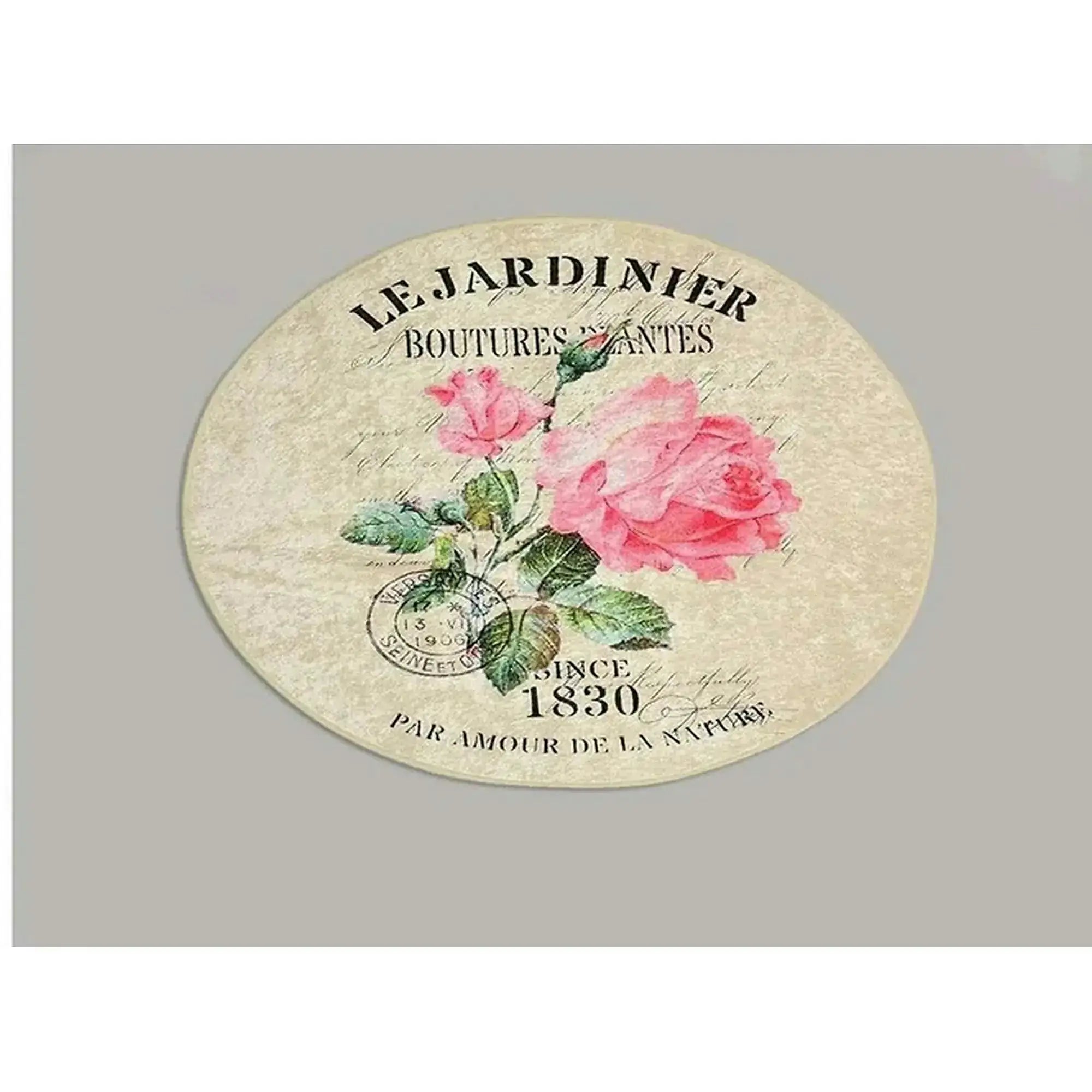 Covoras de baie JARDINER DJT, 100x100 cm, forma rotunda, bej/roz, fibre sintetice