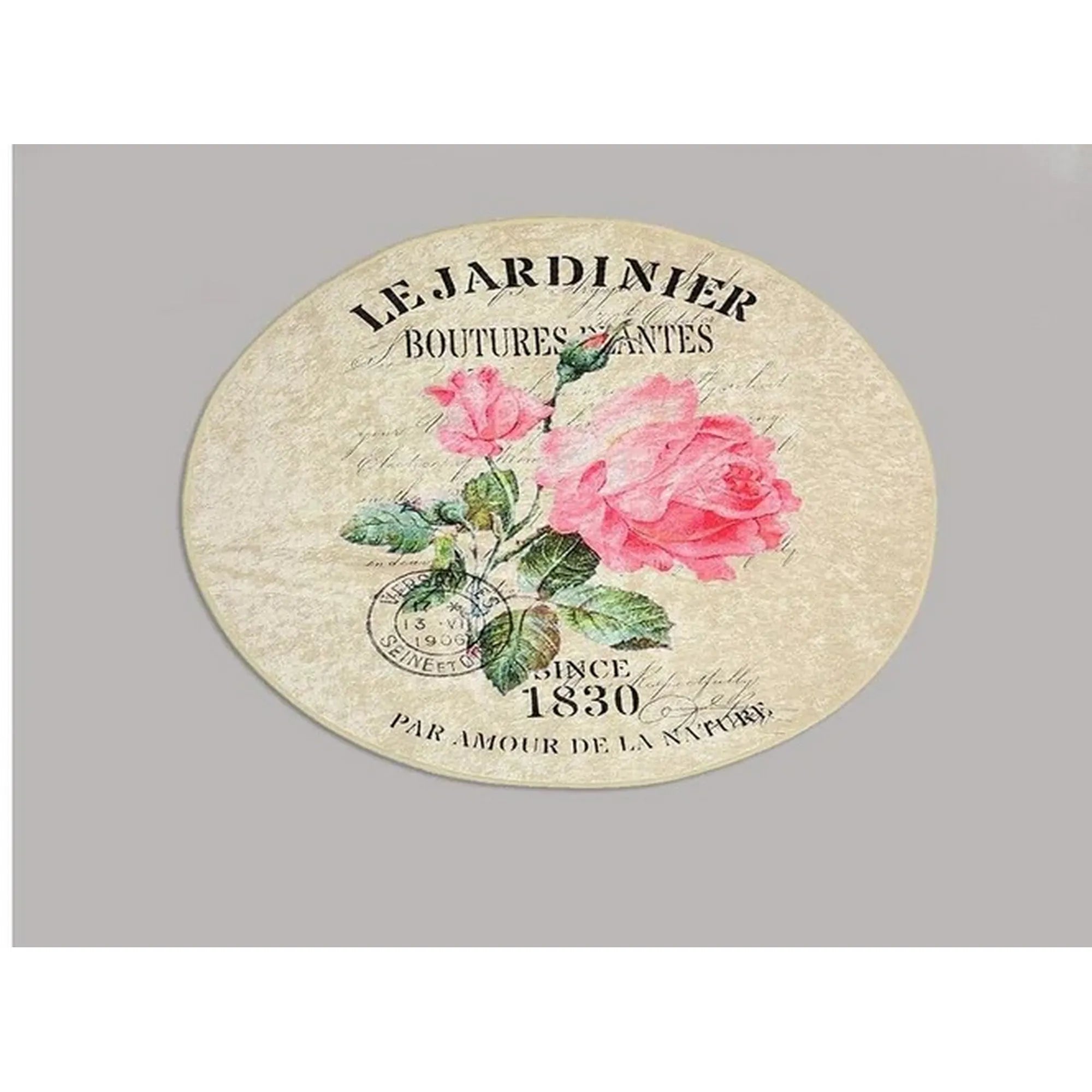 Covoras de baie JARDINER DJT, 100x100 cm, forma rotunda, bej/roz, fibre sintetice