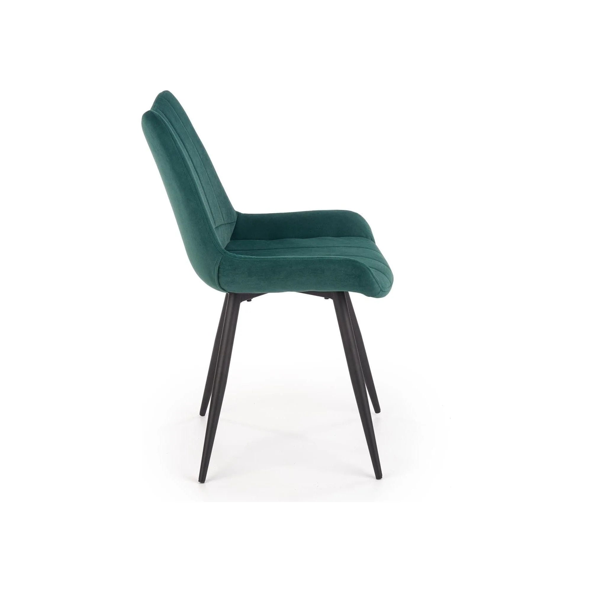 Scaun tapitat K388, verde/negru, stofa catifelata/metal, 53x61x87 cm