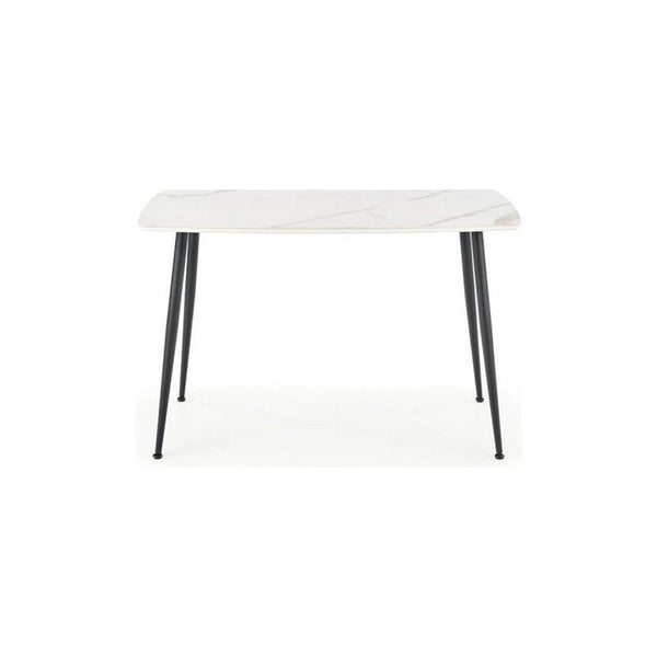 Masa MARCO, alb/negru, sticla/otel, 120x70x77 cm