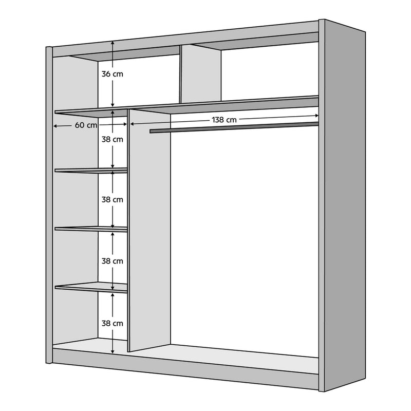 Dressing CRAFT, stejar craft/negru, PAL melaminat, 203x61x215 cm