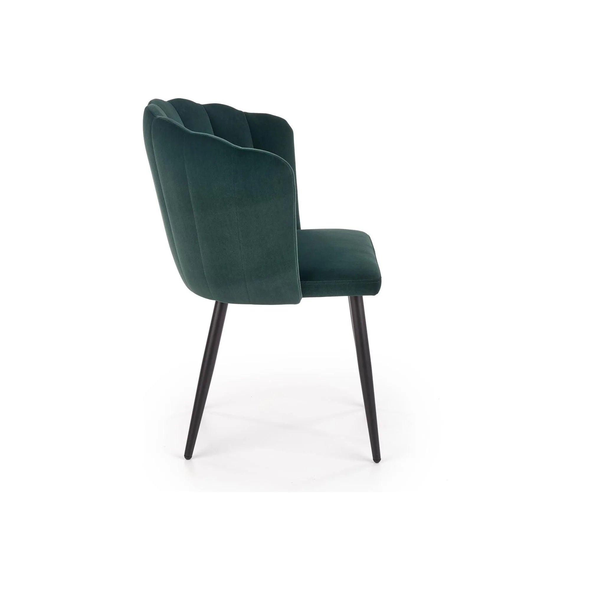 Scaun tapitat K386, verde/negru, stofa catifelata/metal, 60x58x84 cm