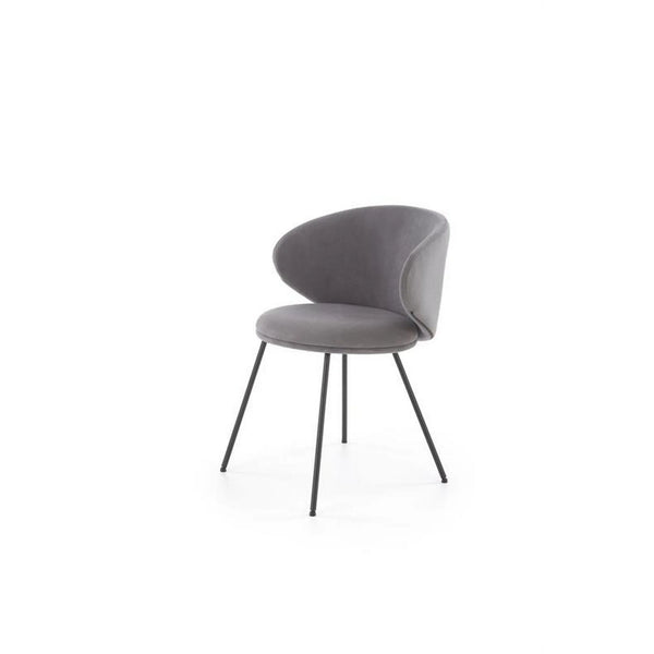 Scaun K587, gri - Mavel 14, stofa catifelata/otel, 60x58x77 cm
