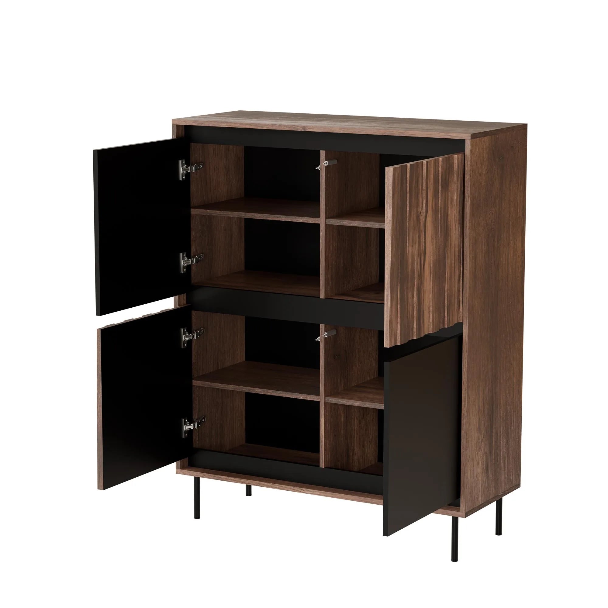 Comoda SWING KM-2, nuc/negru, PAL laminat/metal, 102x40x128 cm