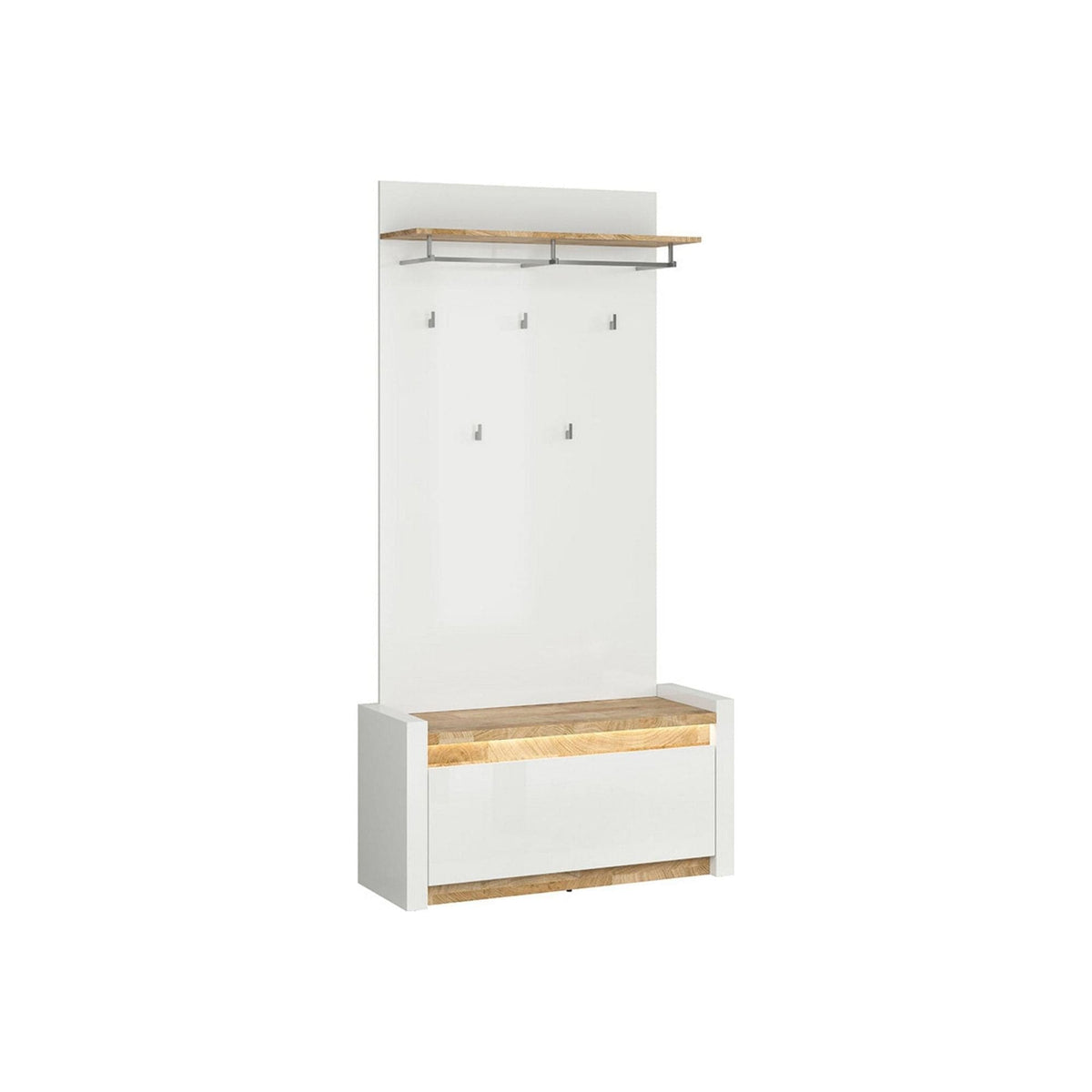 Cuier ALAMEDA, alb/stejar, PAL, 88x29x150 cm