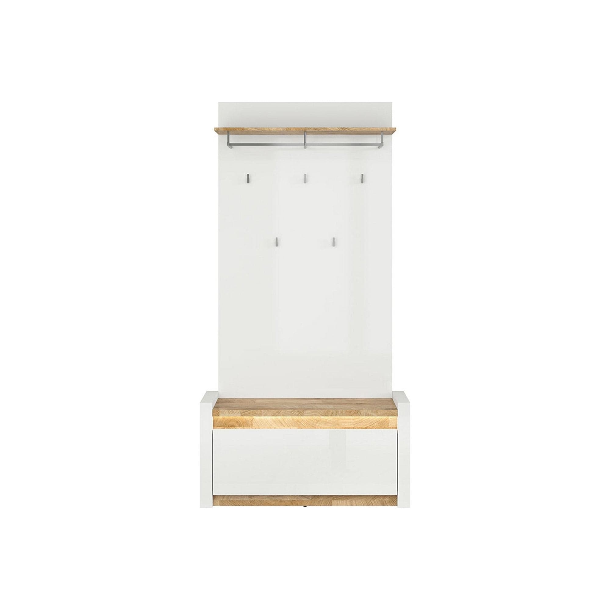 Cuier ALAMEDA, alb/stejar, PAL, 88x29x150 cm