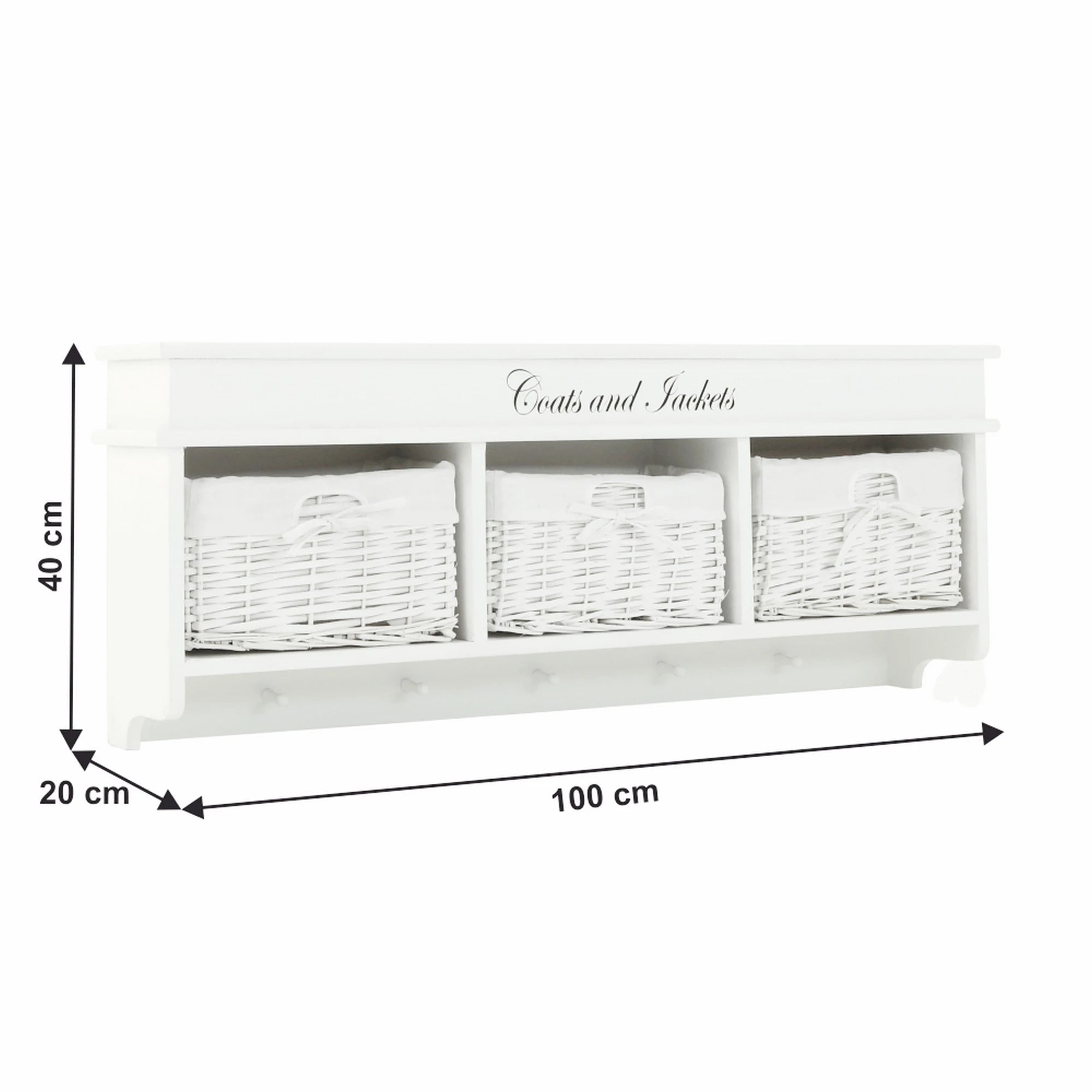 Cuier BLANCO, alb, PAL, 103x23x43 cm