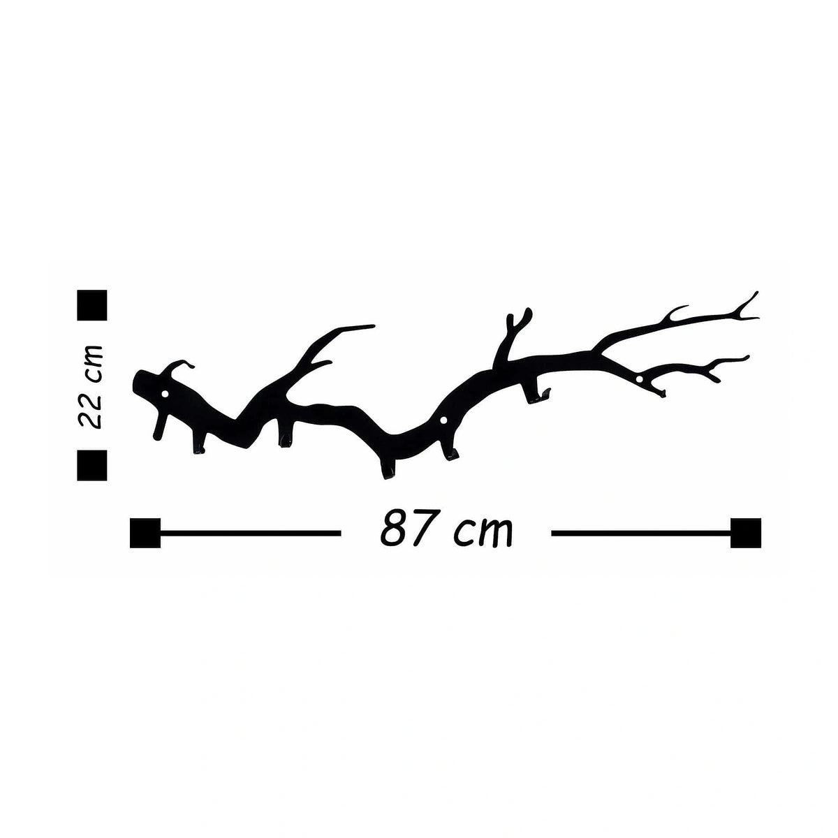 Cuier BOUGH, negru, metal, 87x2x22 cm
