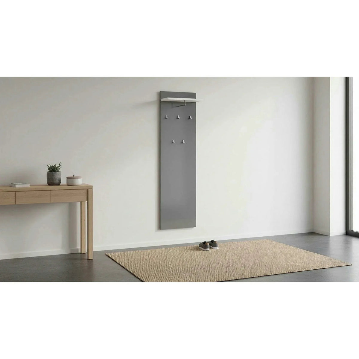 Cuier cu bara de umerase RIOMA NEW TYP 19, gri grafit/alb, DTD laminat, 50x25x181 cm