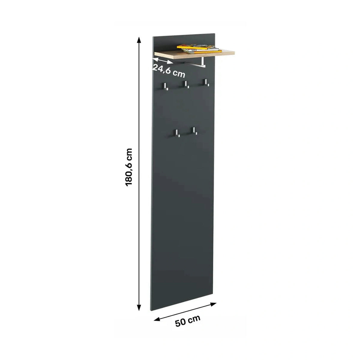 Cuier cu bara de umerase RIOMA NEW TYP 19, gri grafit/stejar artisan, DTD laminat, 50x25x181 cm