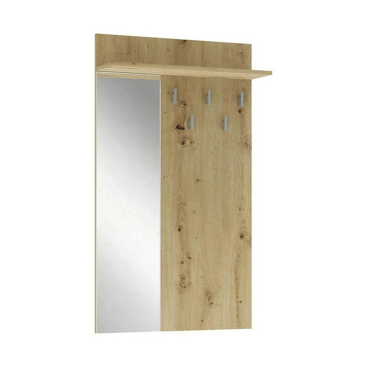 Cuier de perete cu oglinda LIMA PR-1, stejar artisan, PAL laminat, 70x20x120 cm