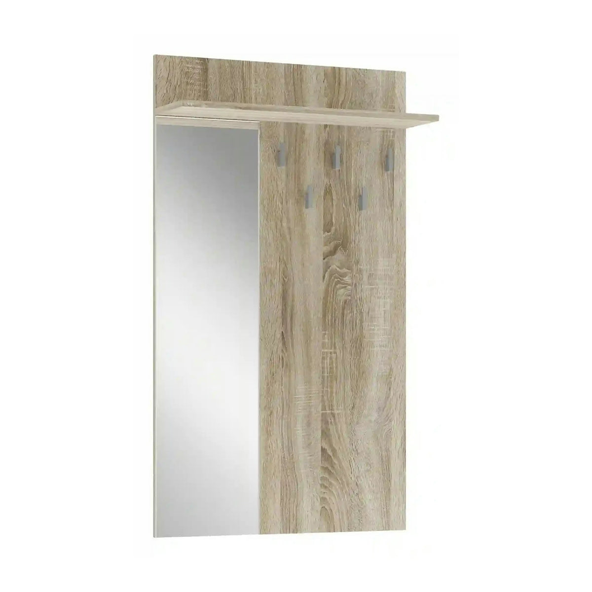 Cuier de perete cu oglinda LIMA PR-1, stejar sonoma, PAL laminat, 70x20x120 cm