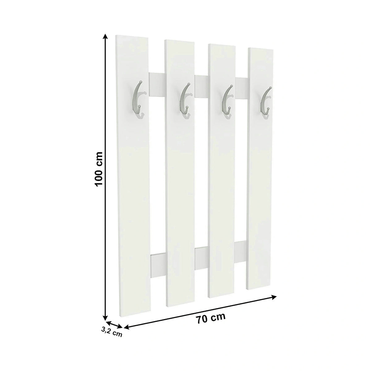 Cuier de perete KORADO NEW KV11, alb, PAL, 70x3x100 cm