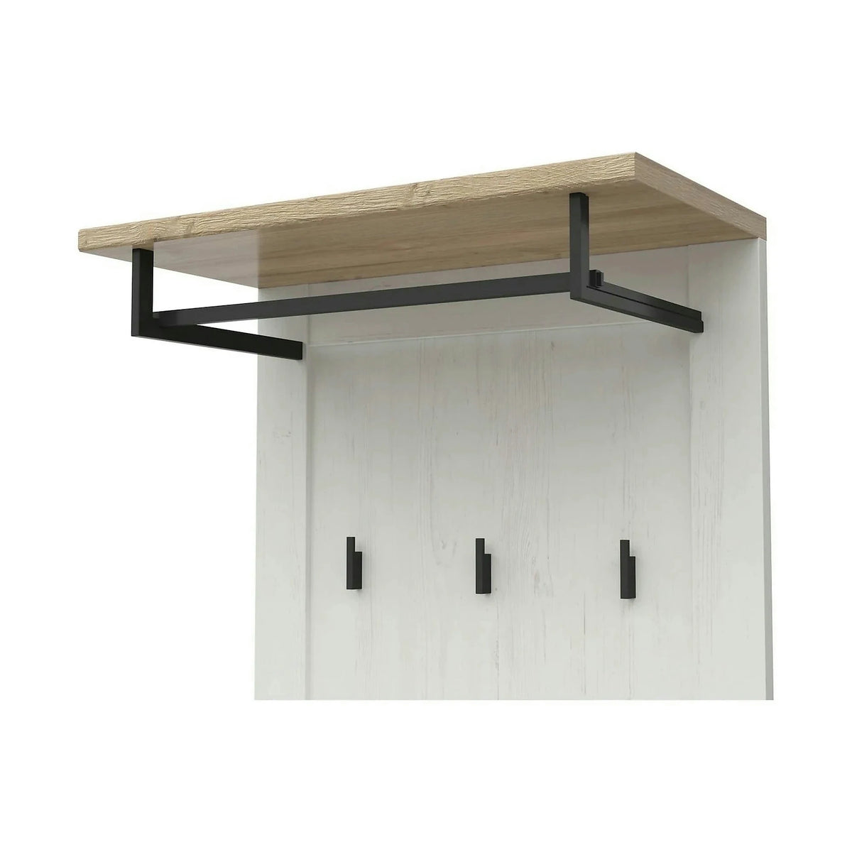 Cuier hol LOKSA, alb/stejar, PAL laminat, 59x30x143 cm