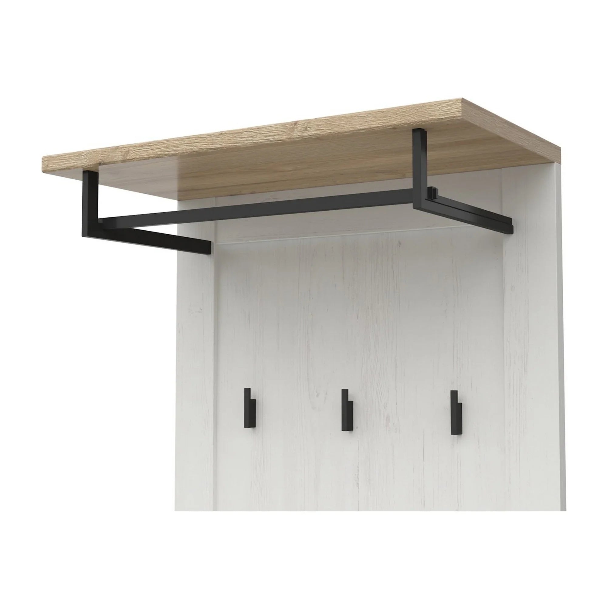 Cuier hol LOKSA, alb/stejar, PAL laminat, 59x30x143 cm