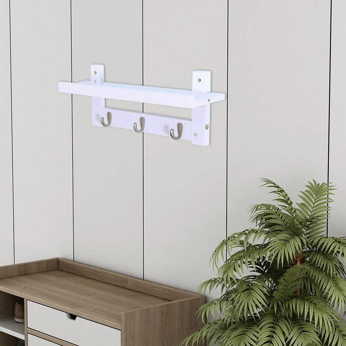 Cuier JODA TYP 2, alb, bambus/otel, 49x8x12 cm