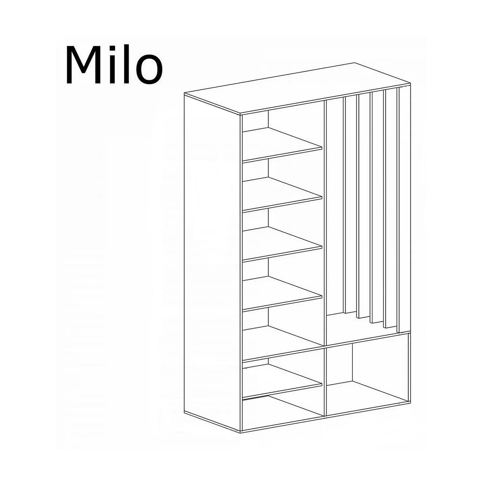 Cuier mobila hol MILO, stejar artisan/negru, PAL laminat/metal, 100x33x189 cm