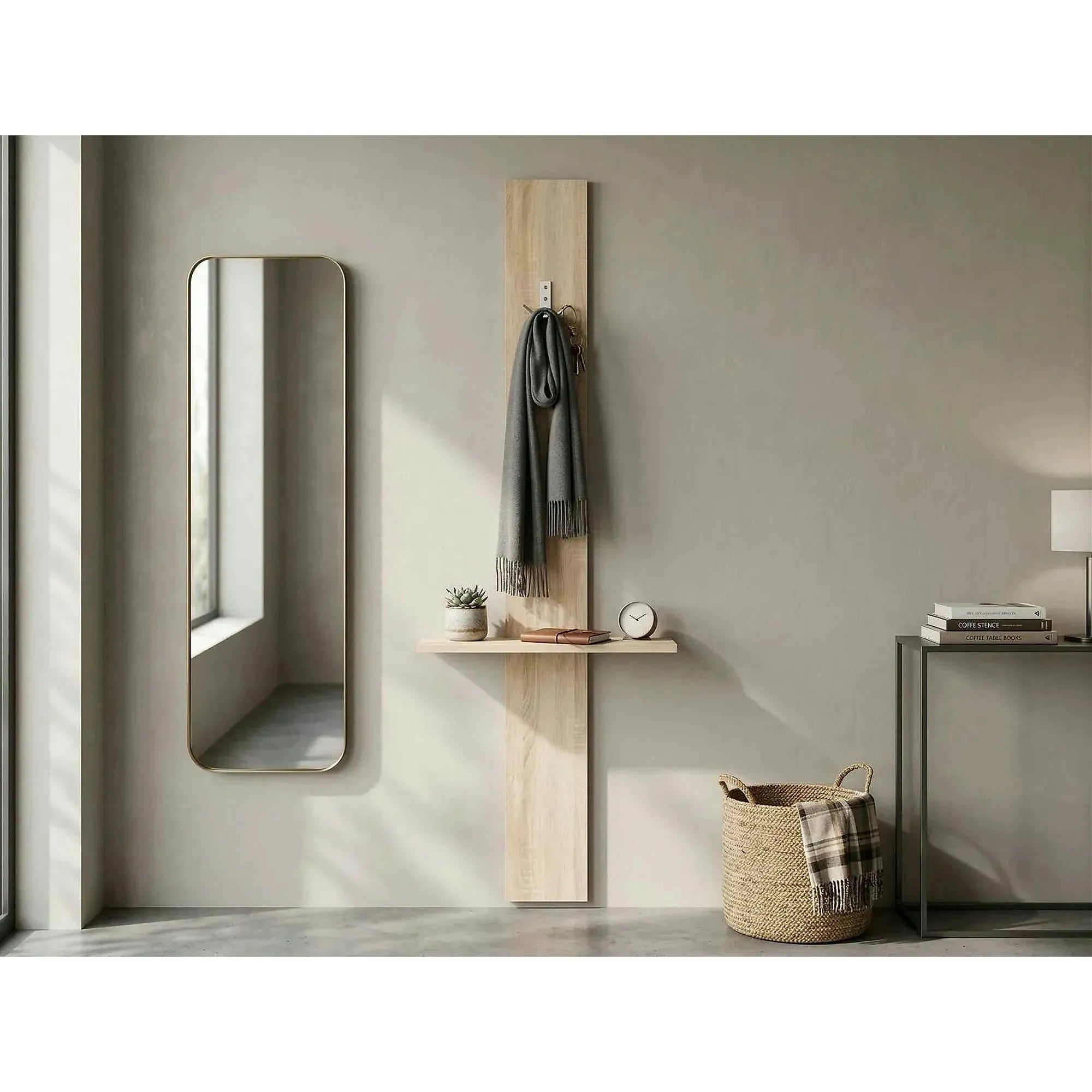 Cuier pentru hol NEPO PLUS, stejar sonoma, PAL laminat, 15x2x135 cm