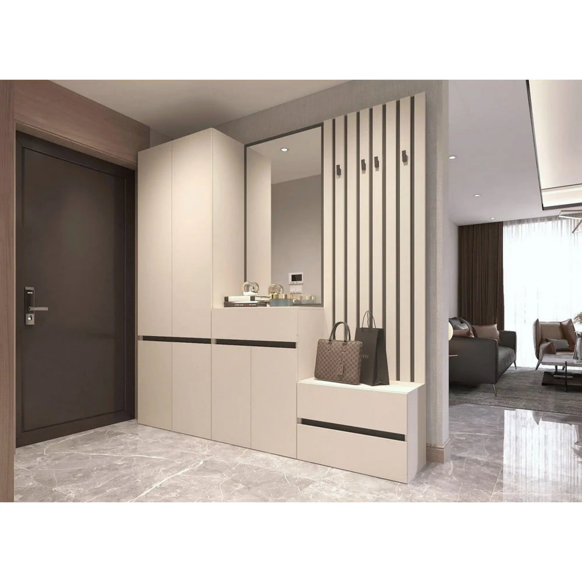 Cuier perete LONDON 8, casmir/gri antracit, PAL, 67x3x170 cm