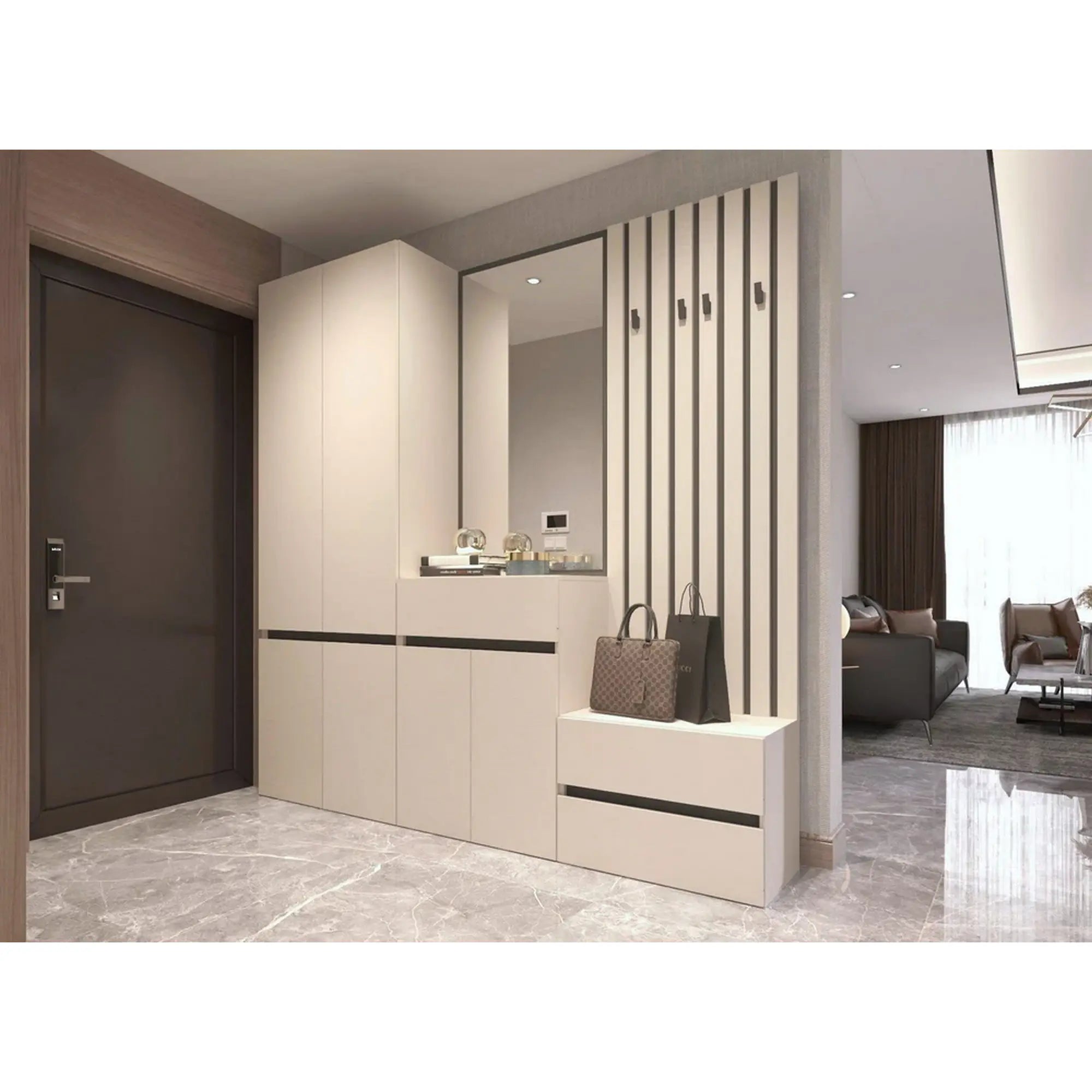 Cuier perete LONDON 8, casmir/gri antracit, PAL, 67x3x170 cm