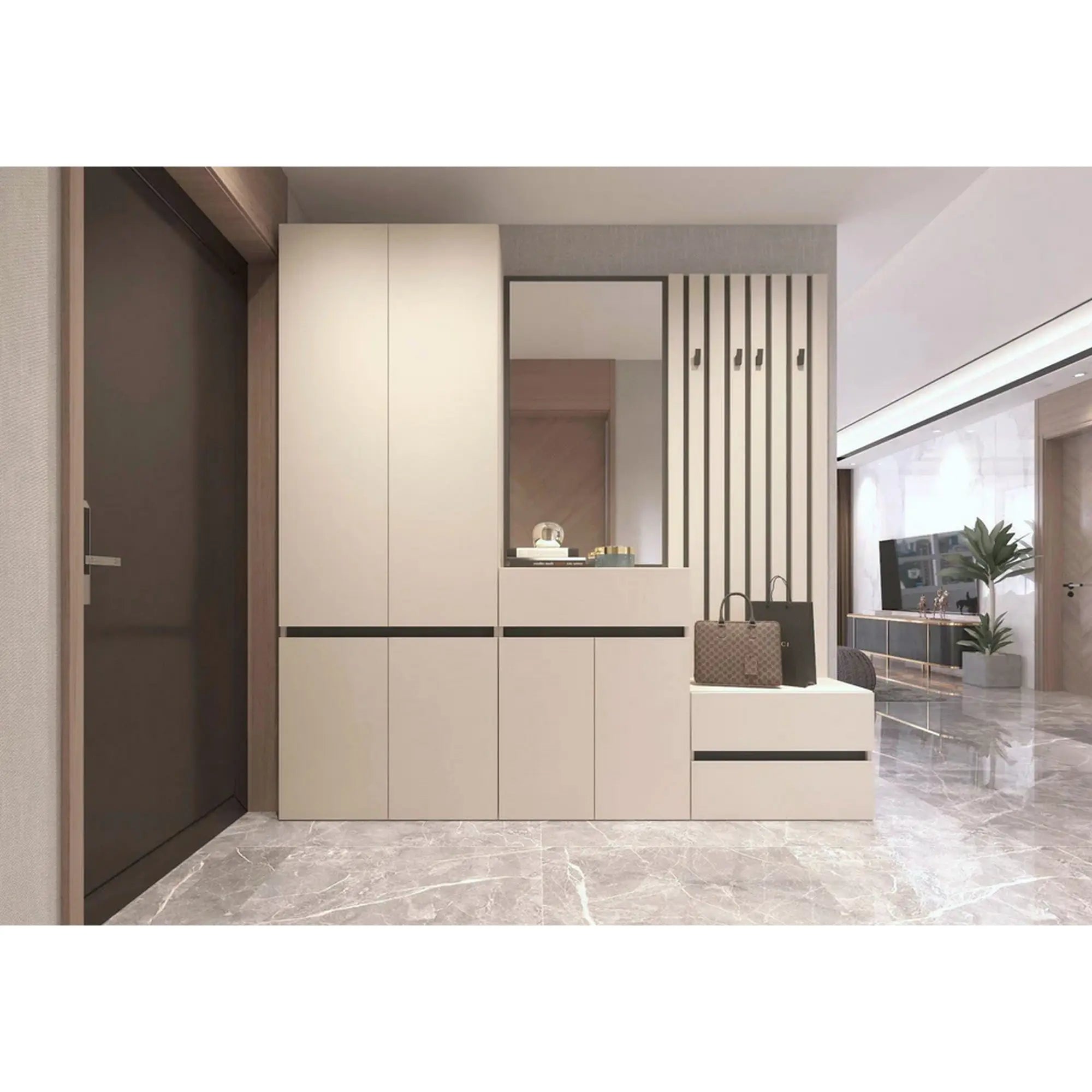 Cuier perete LONDON 8, casmir/gri antracit, PAL, 67x3x170 cm