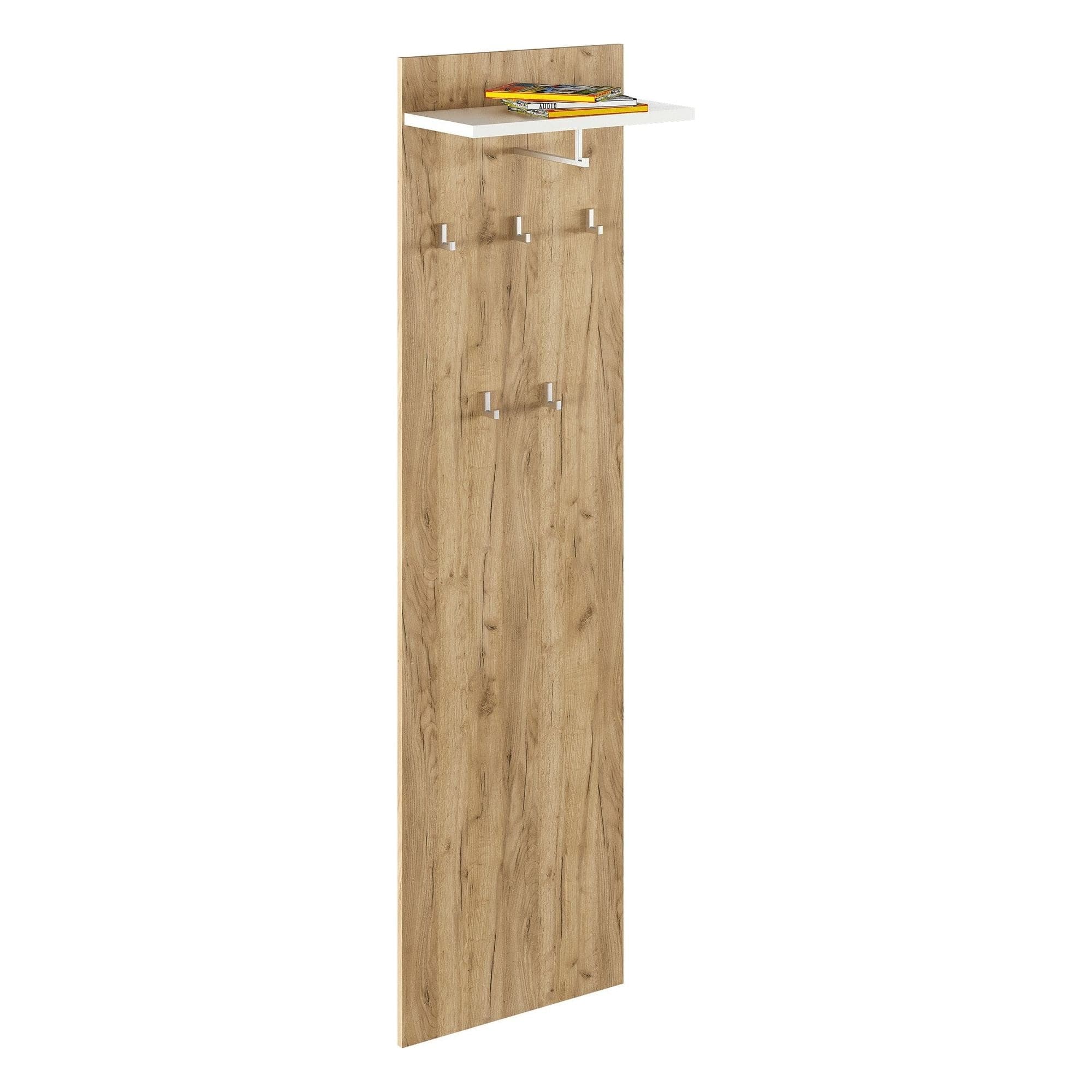 Cuier perete RIOMA TYP 19, stejar artisan/alb, DTD laminat, 50x25x181 cm
