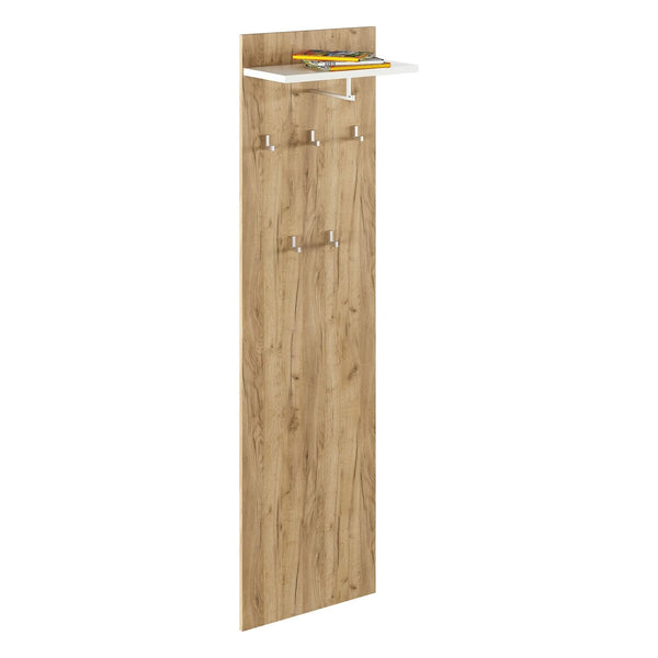 Cuier perete RIOMA TYP 19, stejar artisan/alb, DTD laminat, 50x25x181 cm