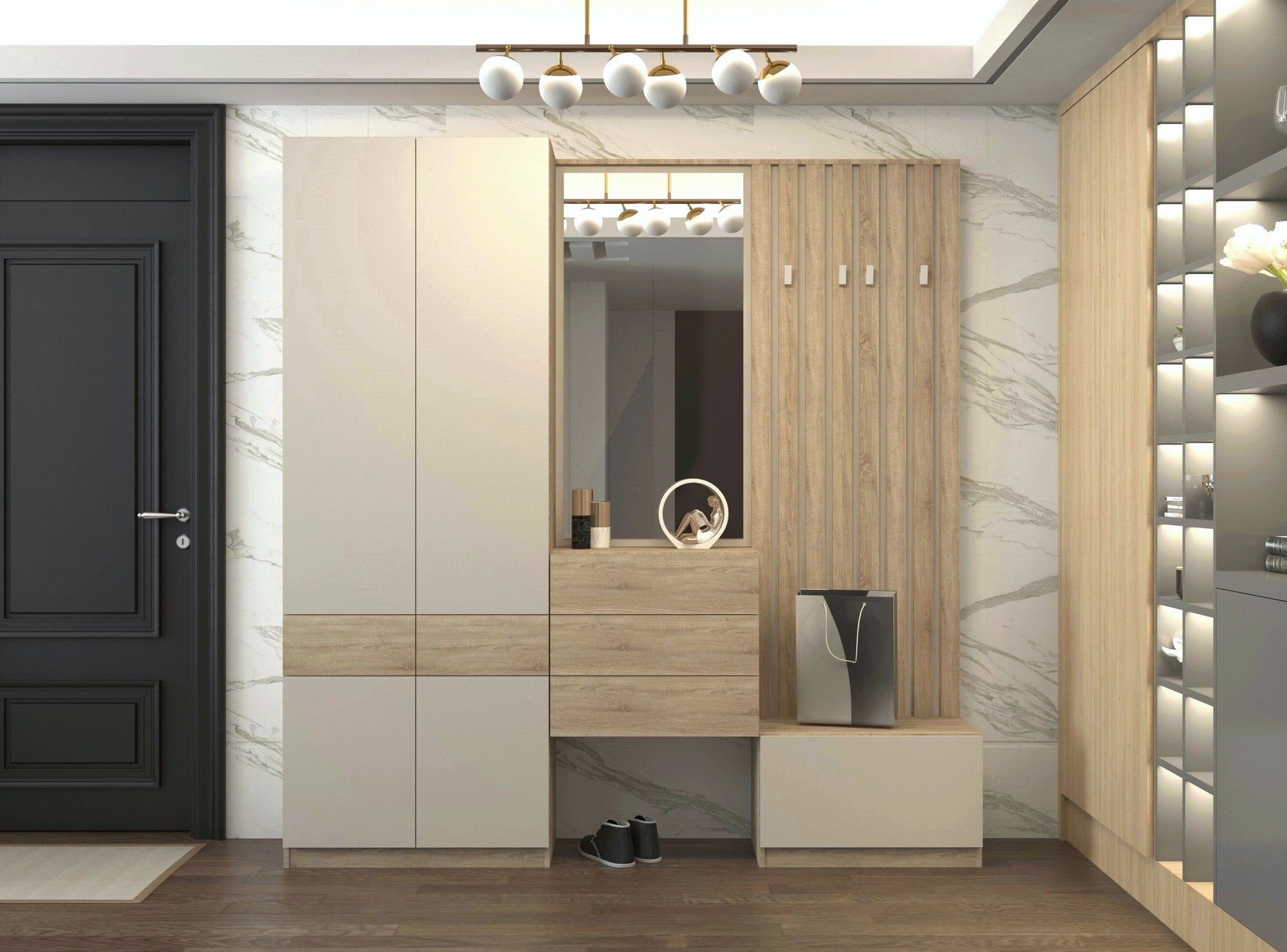 Cuier perete VERTO, stejar sonoma/casmir, PAL, 67x3x179 cm