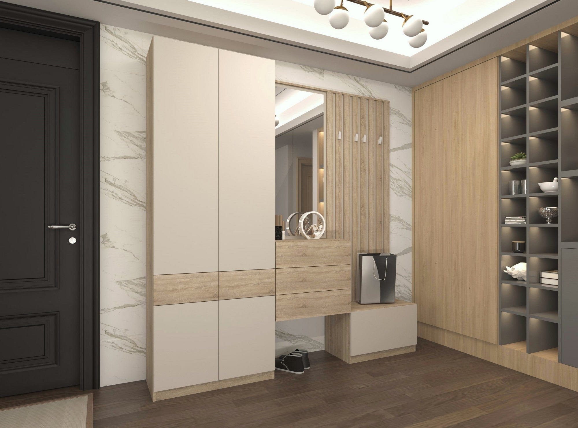 Cuier perete VERTO, stejar sonoma/casmir, PAL, 67x3x179 cm