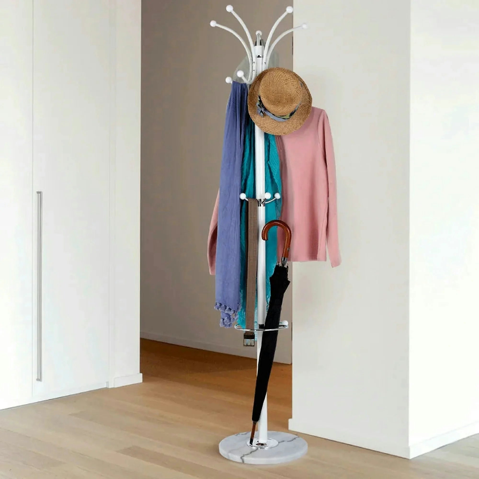 Cuier pom ALAN NEW, alb, metal/marmura, 37x175 cm