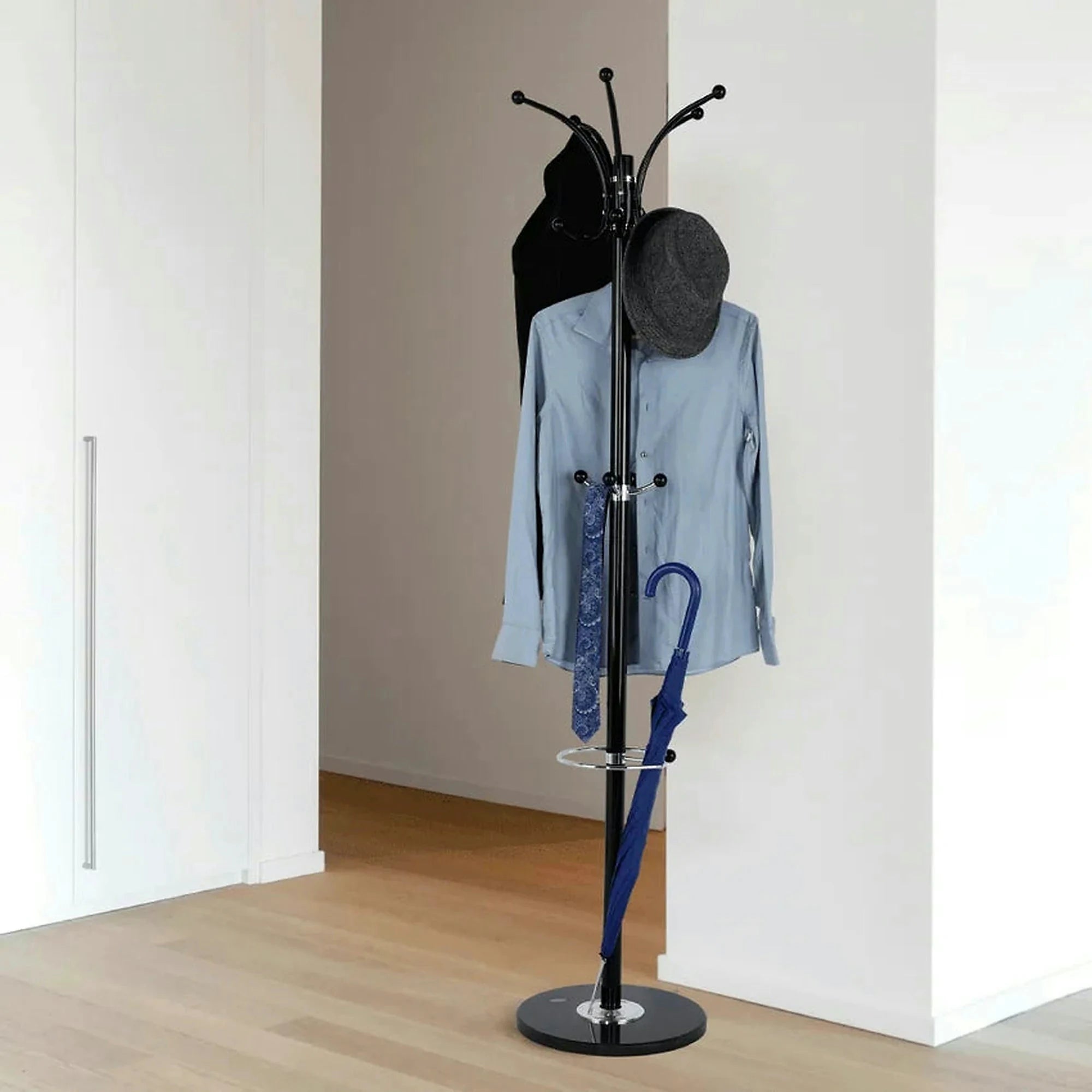 Cuier pom ALAN NEW, negru, metal/marmura, 37x175 cm