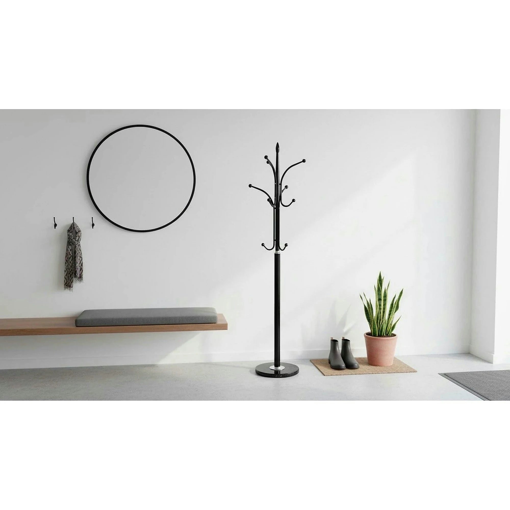 Cuier pom BELVIN, negru, metal/marmura, 37x175 cm
