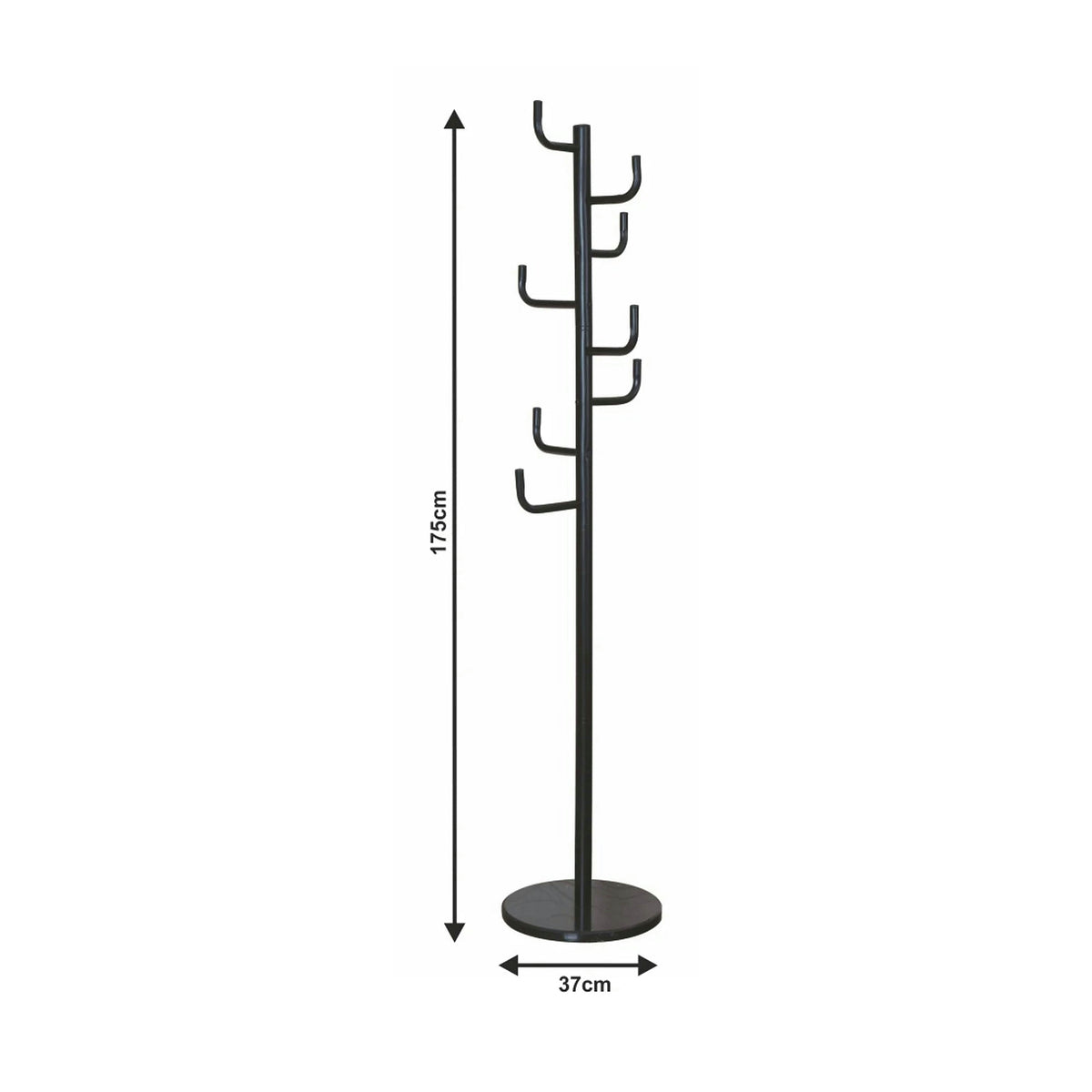 Cuier pom ELDER, negru, metal/marmura, 37x175 cm