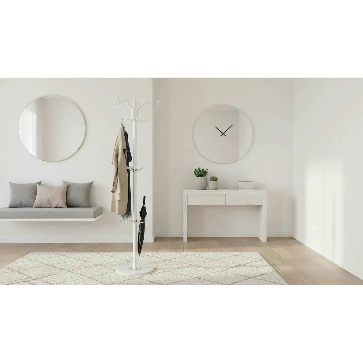 Cuier pom ELOS, alb, metal/marmura, 37x175 cm