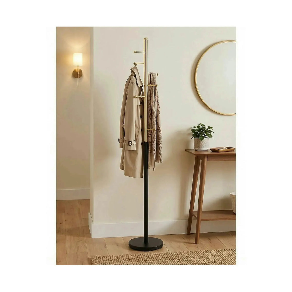 Cuier pom FERRO, auriu/negru, metal, 30x173 cm